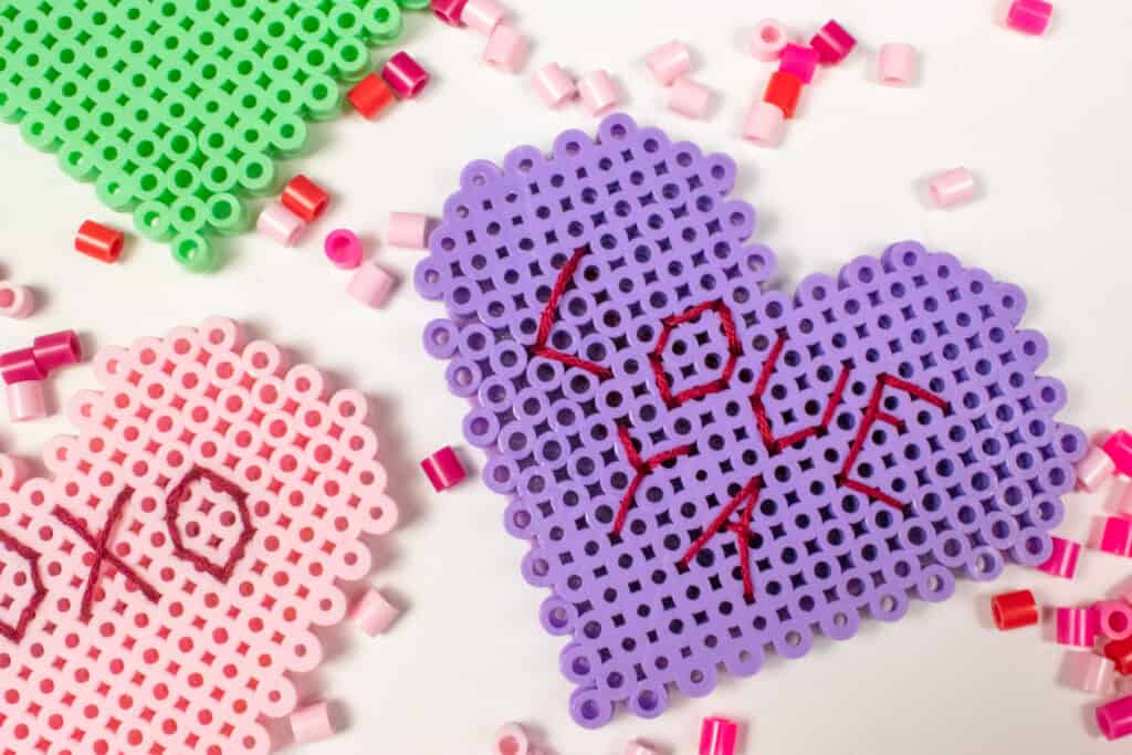 How To Make Embroidered Perler Bead Conversation Hearts - Oh
