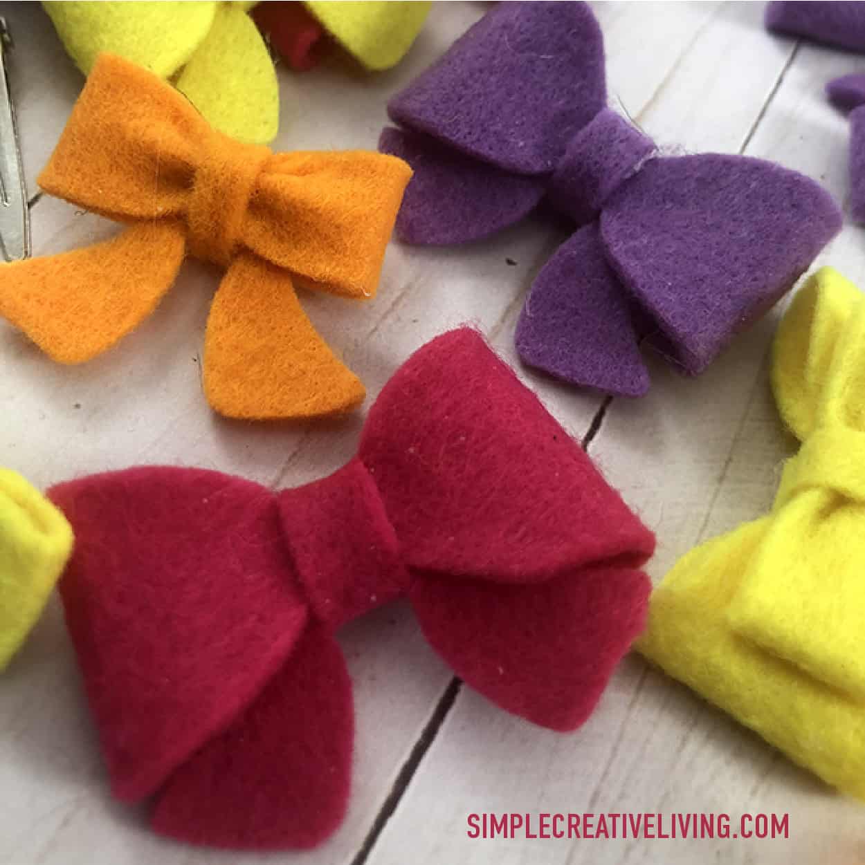 Mini felt bows in various colors